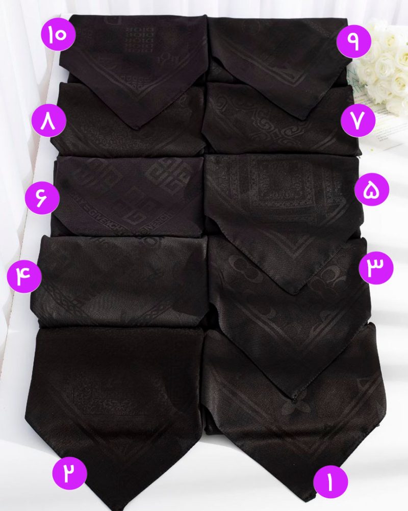 روسری مشکی طرح دار کد 9645 - Image 1