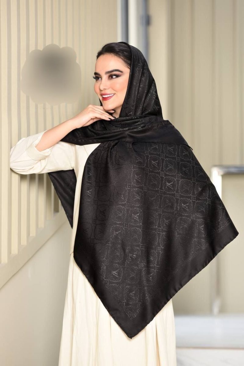 روسری مشکی طرح دار کد 96۶۸ - Image 1