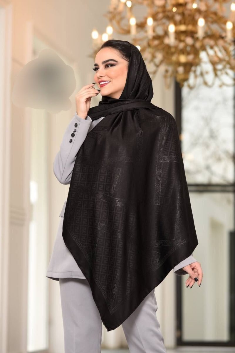 روسری مشکی طرح دار کد 9670 - Image 1