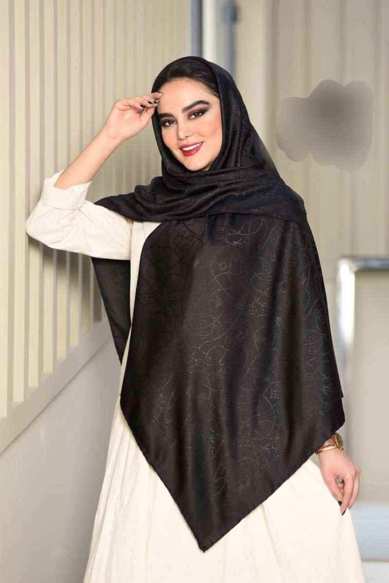 روسری مشکی طرح دار کد 9671 - Image 1