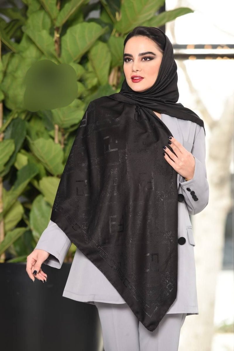 IMG_20250724_173859_334 روسری مشکی طرح دار کد 9674 - Image 1