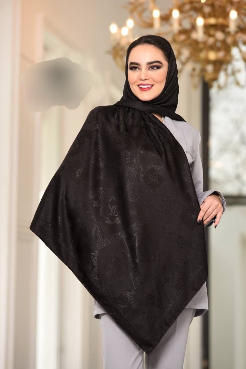 روسری مشکی طرح دار کد 9675 - Image 1