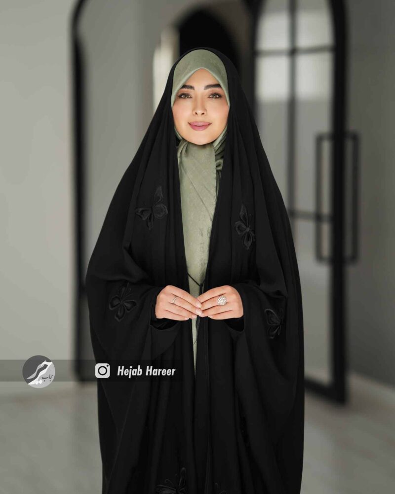 چادر مشکی عربی گلدوزی شده کد 9774 - Image 1