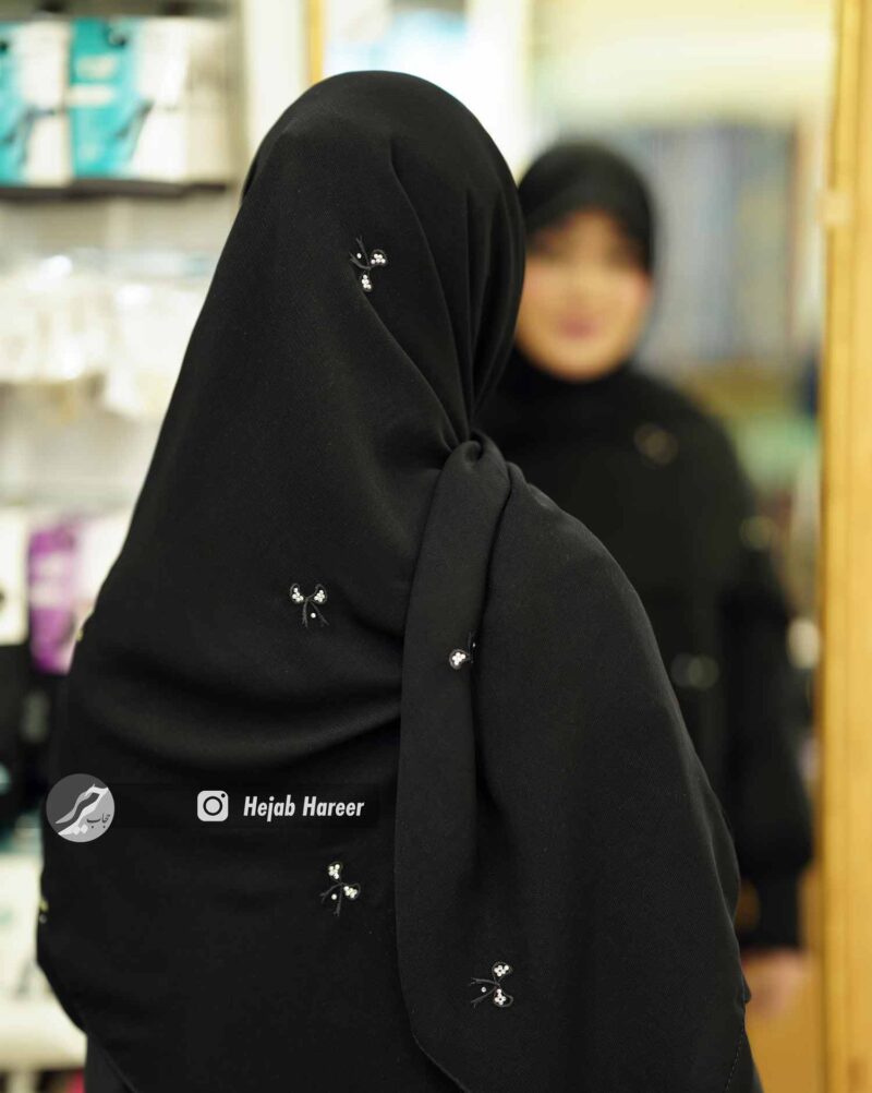 10028-2 روسری مشکی کار شده کد 10028 - Image 1