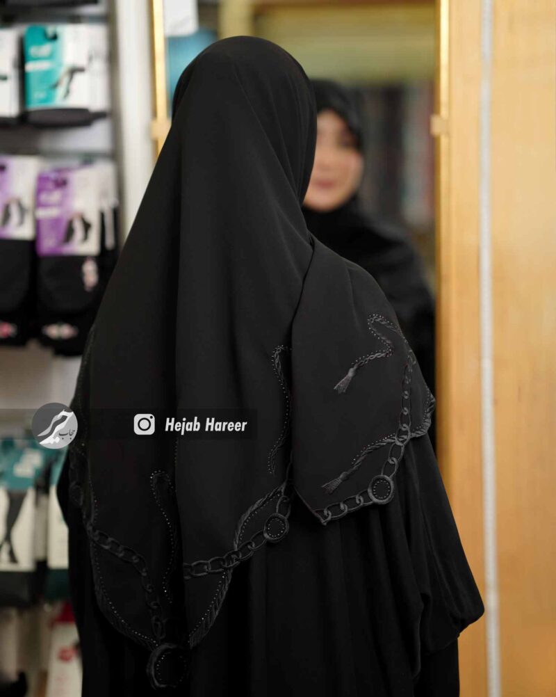 روسری مشکی کار شده کد 9883 - Image 2