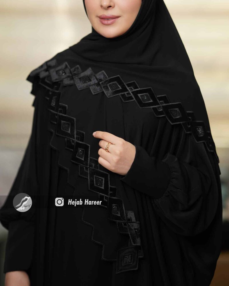 9885-2 روسری مشکی کار شده کد 9885 - Image 1
