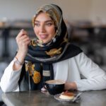 روسری رنگی نخی طرح دار کد 10259