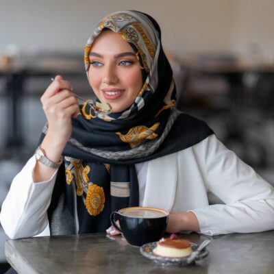 روسری رنگی نخی طرح دار کد 10259