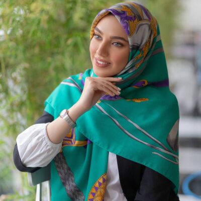 روسری رنگی نخی طرح دار کد 10264