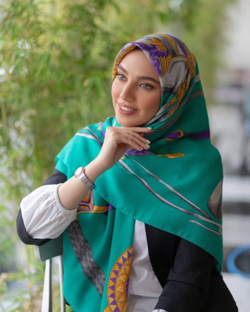 10264 روسری رنگی نخی طرح دار کد 10264 - Image 1