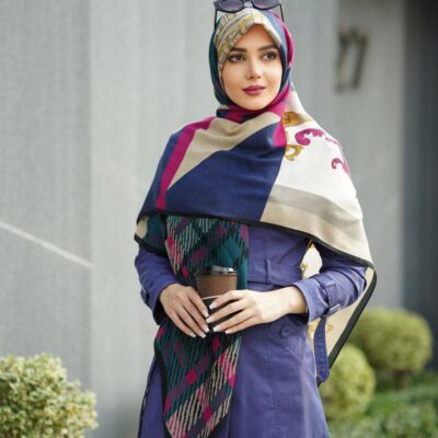روسری رنگی نخی طرح دار کد 10267