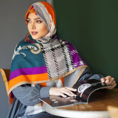روسری رنگی نخی طرح دار کد 10268