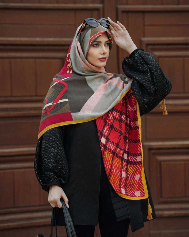 10270 روسری رنگی نخی طرح دار کد 10270 - Image 1