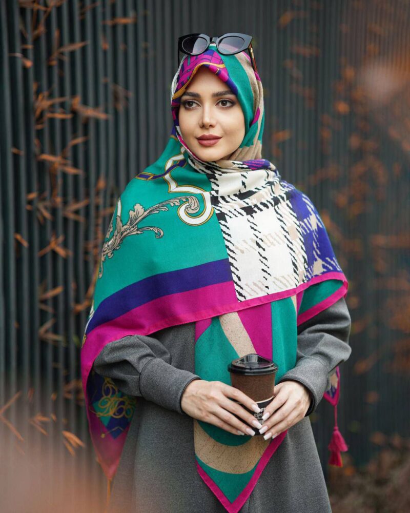 10272 روسری رنگی نخی طرح دار کد 10272 - Image 1