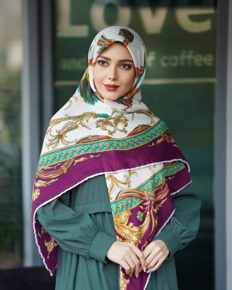 روسری رنگی نخی طرح دار کد 10279 - Image 1