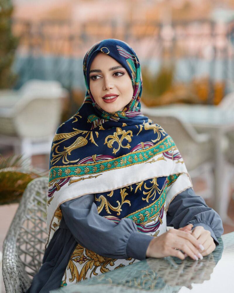 10281 روسری رنگی نخی طرح دار کد 10281 - Image 1