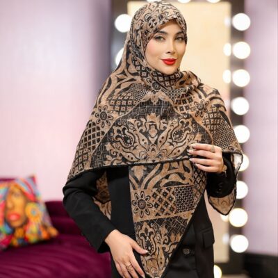 روسری رنگی نخی طرح دار کد 10298
