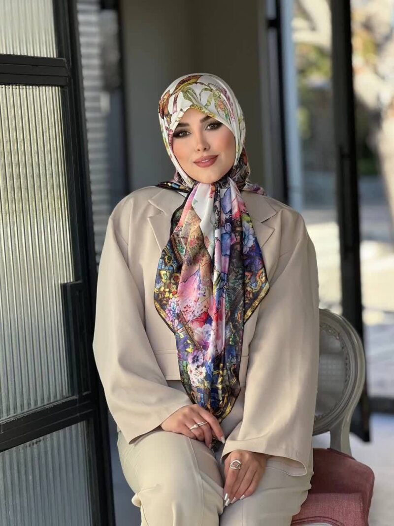روسری رنگی طرح دار کد 16130 - Image 1