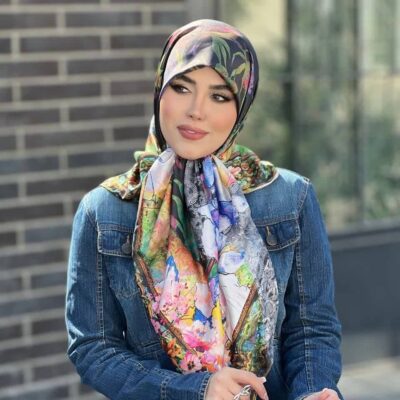 روسری رنگی طرح دار کد 16132