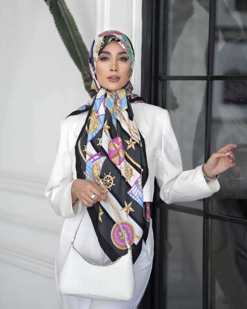 روسری رنگی طرح دار کد 16158 - Image 1