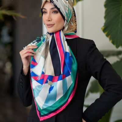 روسری رنگی طرح دار کد 16255