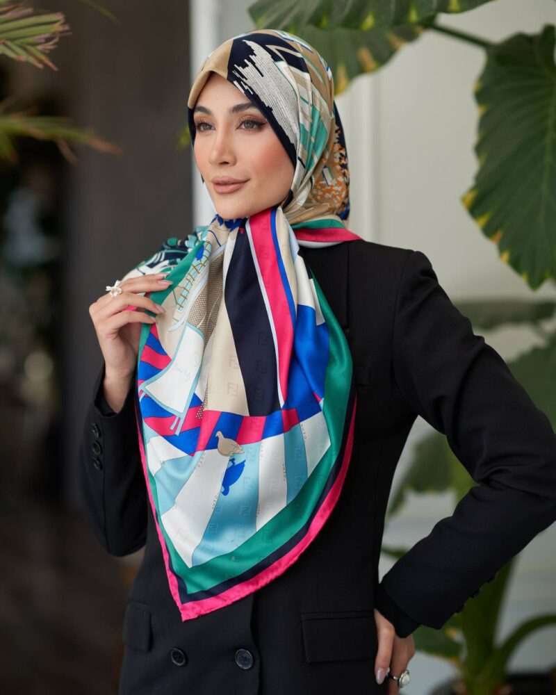 روسری رنگی طرح دار کد 16255 - Image 1