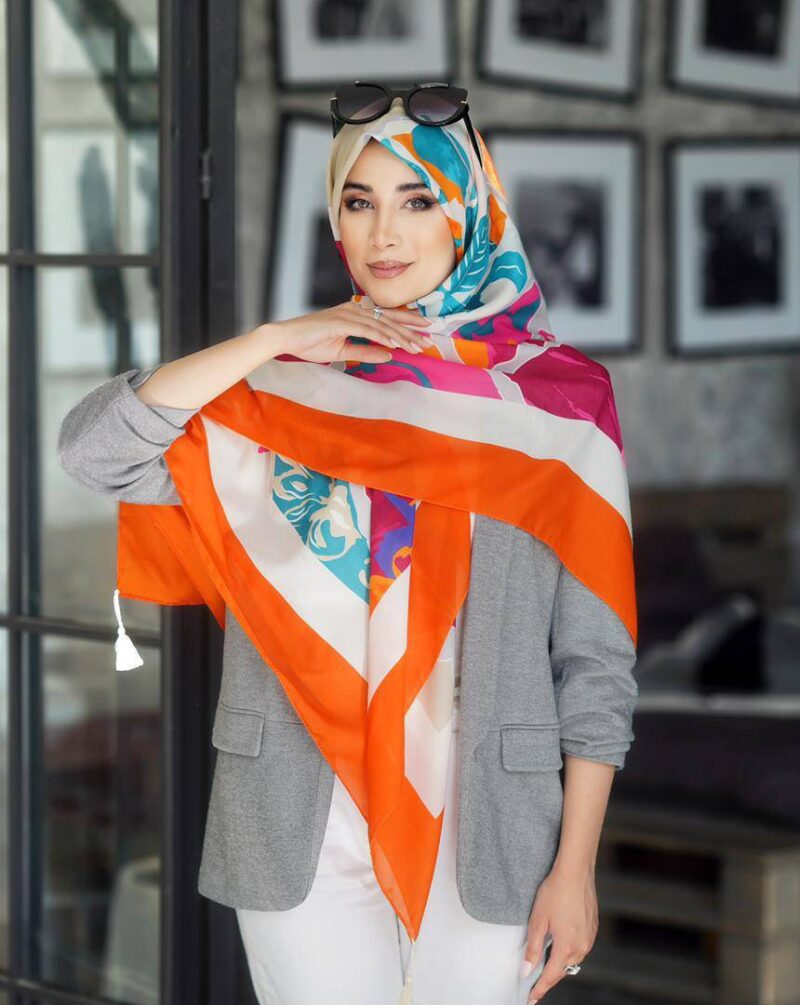 روسری رنگی طرح دار کد 16536 - Image 1