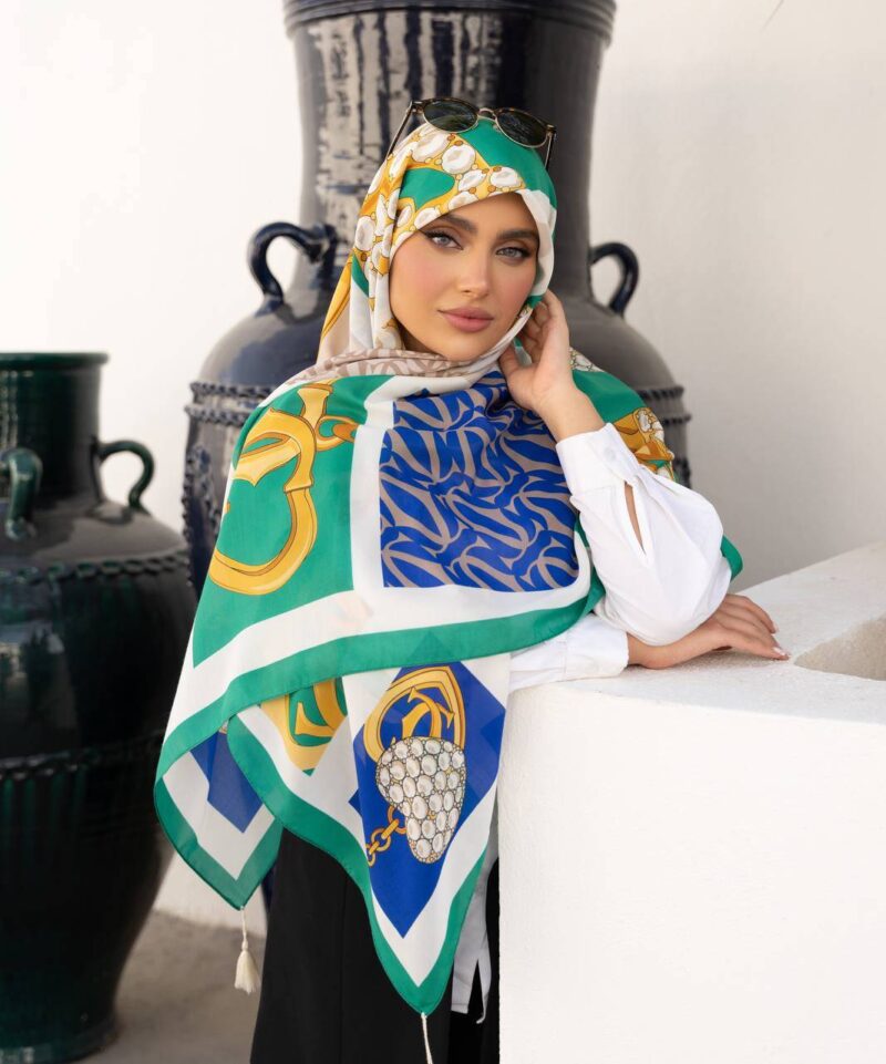 روسری رنگی طرح دار کد 16598 - Image 1