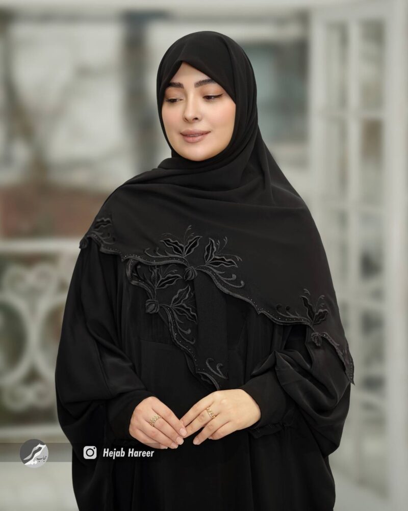 روسری مشکی کار شده کد 16718 - Image 1