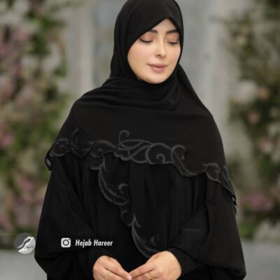روسری مشکی کار شده کد 16719