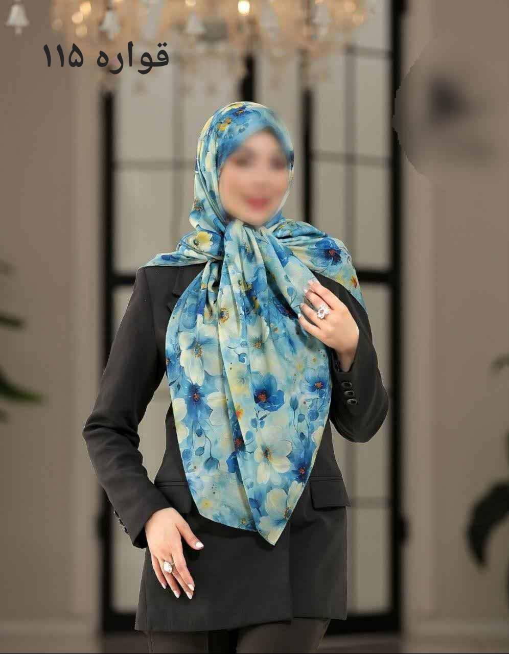 16375 (1) روسری رنگی طرح دار کد 17533 - Image 1